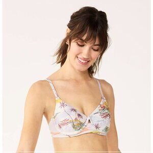 Freshwater Size Small Tropical Underwire Bikini Top Blush Pink Swim Vacation